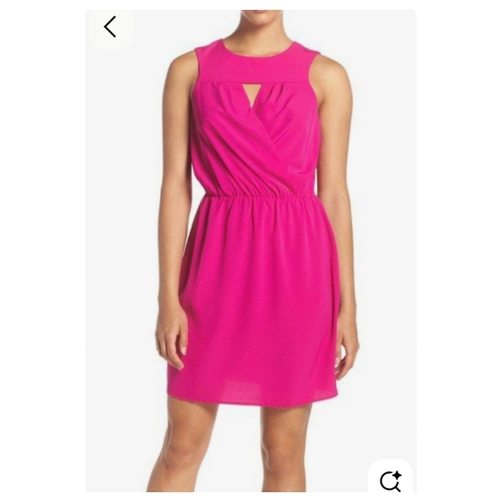 A by Amanda Pink 'Morrissey' Keyhole Blouson Sleeveless Dress Medium